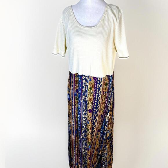 Vintage Studio Ease Maxi Dress Thermal Waffle Knit Top Boho Art Cottage NWT Sz16 - Picture 2 of 15